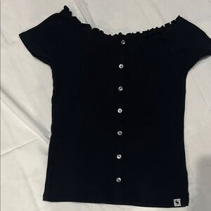 Abercrombie Kids Black Ruffle Trim Top